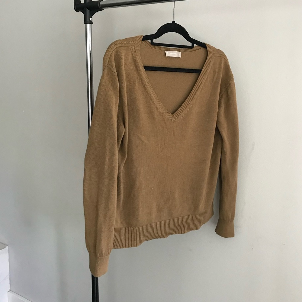 100% cotton Madewell V-Neck sweater muted olive color